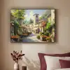 Dorp - Zon - Kraampjes - Huizen Textielframe zwart klein -sfeer1