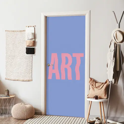 Art - Roze - Blauw deurposter klein -sfeer6