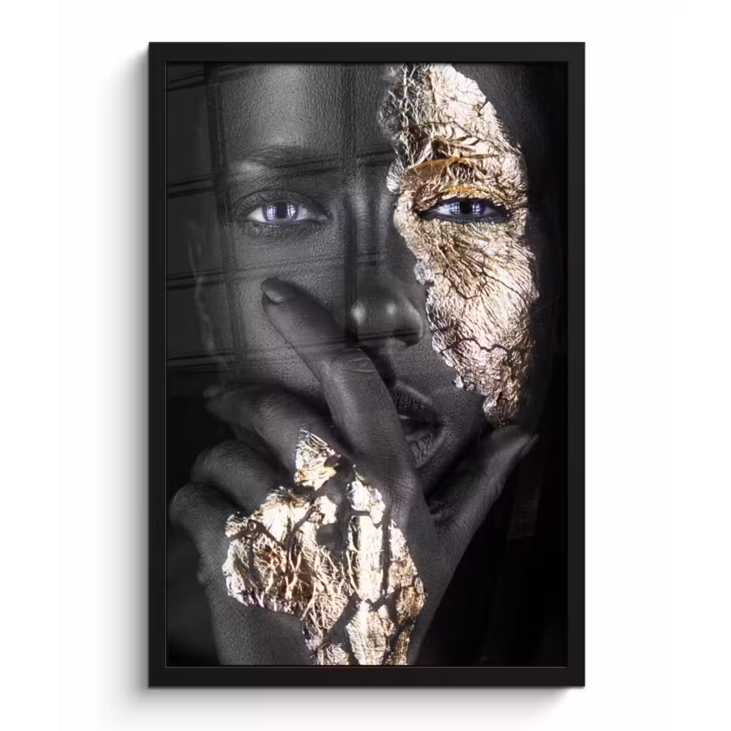 Poster met lijst - Vrouw - Goud - Zwart - Schmink - Luxe