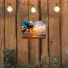 Palm - Zonsondergang - Horizon - Strand - Zee - Tropisch tuinposter los doek klein -sfeer1