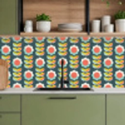 Retro - Bloemen - Scandinavisch keuken achterwand 2 middel 871 -sfeer3