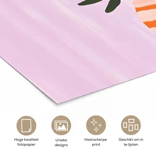 Vaas - Gestreept - Bloemen - Oranje poster papier klein -closeup_NL