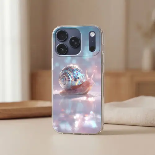 Slak - Disco - Mozaïek - Blauw Telefoonhoesje iPhone 17 Pro klein -sfeer2