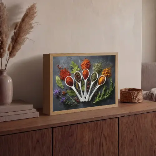 Lepels - Wit - Poeder - Kruiden Light Box met batterij (Wandlamp) middel -sfeer2