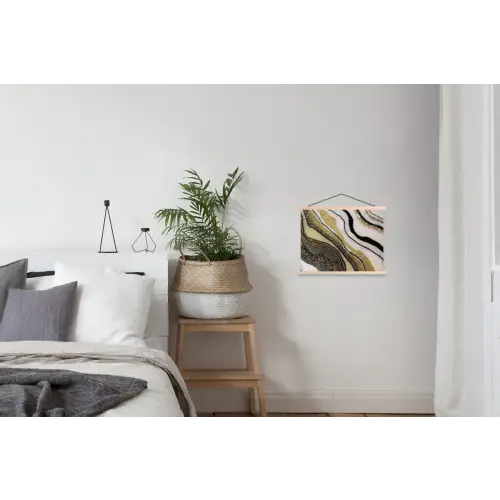 De binnenkant van een agaten met een gouden kleur uit de natuur textielposter latten blank klein -woonkamer