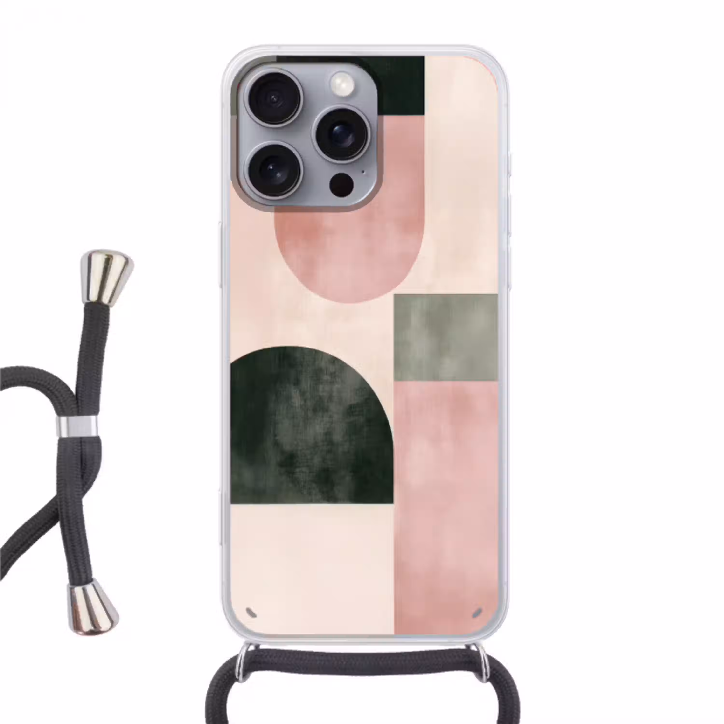 Vormen - Abstract - Cirkel - Zwart Hoesje iPhone 16 Pro Max met koord klein -3d