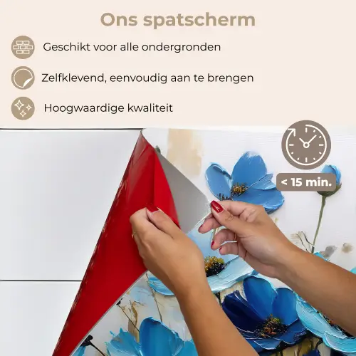 Bloemen - Schilderij - Blauw keuken achterwand spatscherm klein -spatscherm_NL