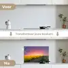 Bloemen - Weg - Lucht - Geel - Paars - Zonsondergang - Natuur keuken achterwand spatscherm klein -voor_na_NL