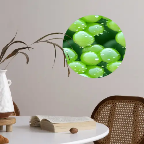 Druiven - Groen - Druppels Wandcirkel behangsticker klein 186 -sfeer3
