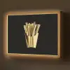 Friet - Goud - Chrome - Eten Light Box met batterij (Wandlamp) middel -z3d_website
