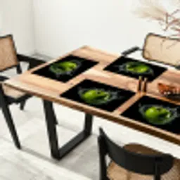 Appel - Groen - Fruit - Water - Zwart Placemat vinyl groot -zzsfeer4_Kitchenyeah-website