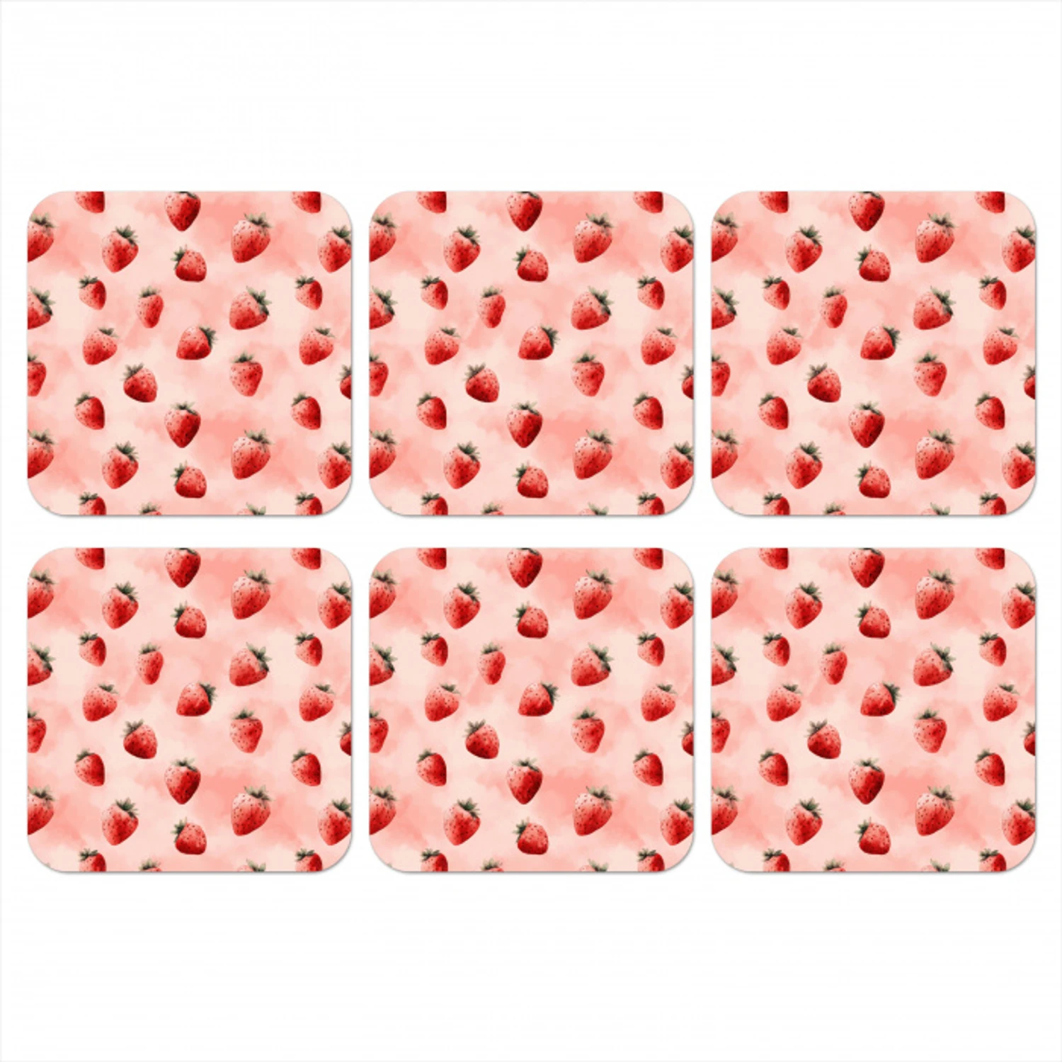 Aardbei - Patroon - Roze onderzetter kurk middel 366 -3d