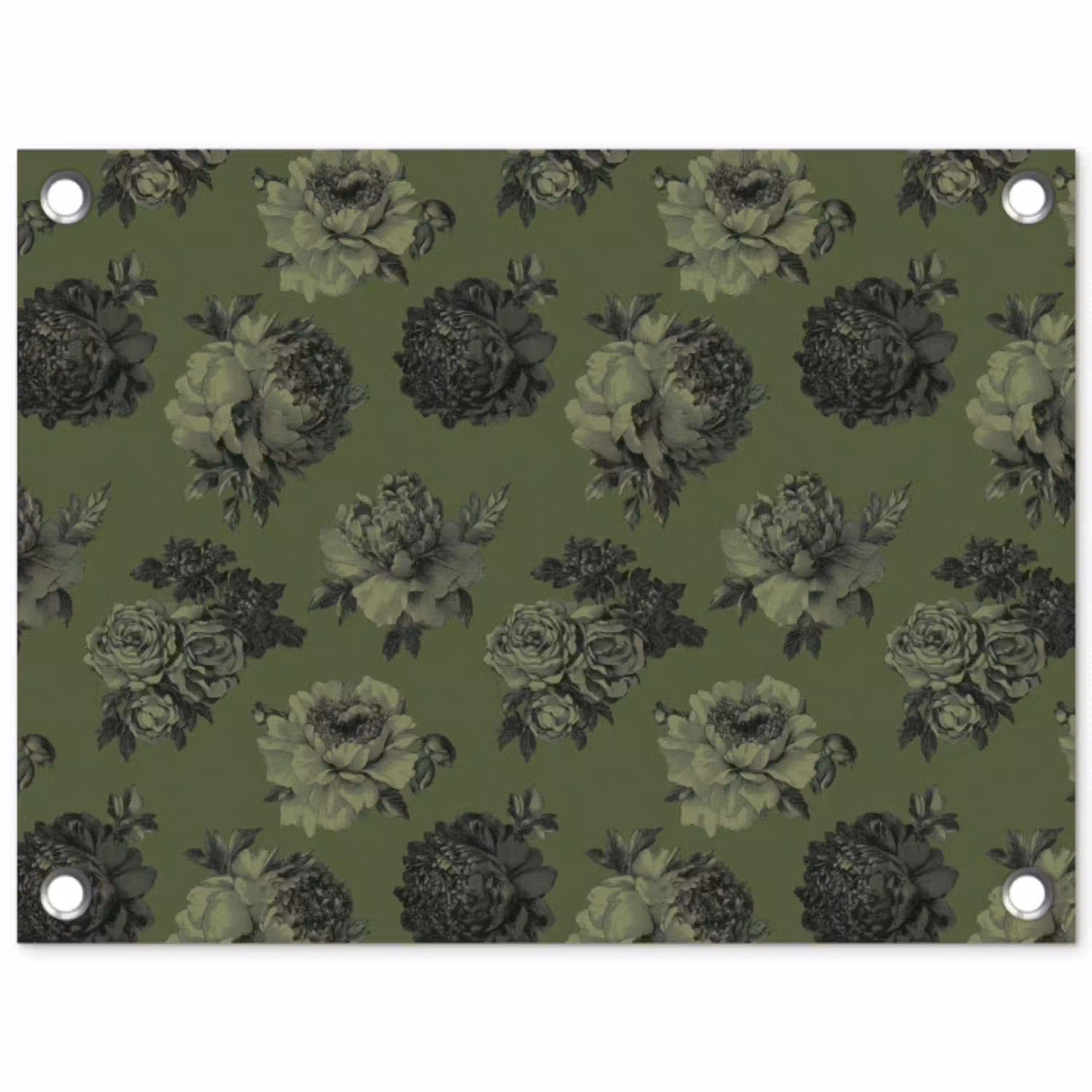 Klassiek - botanisch - olijfgroen - bloemen tuinposter los doek klein 239 -3d