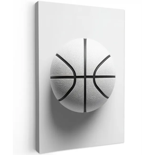 Basketbal - Wit - Schaduw - Lijnen Tuinposter op houten frame 2 cm dik klein -3d