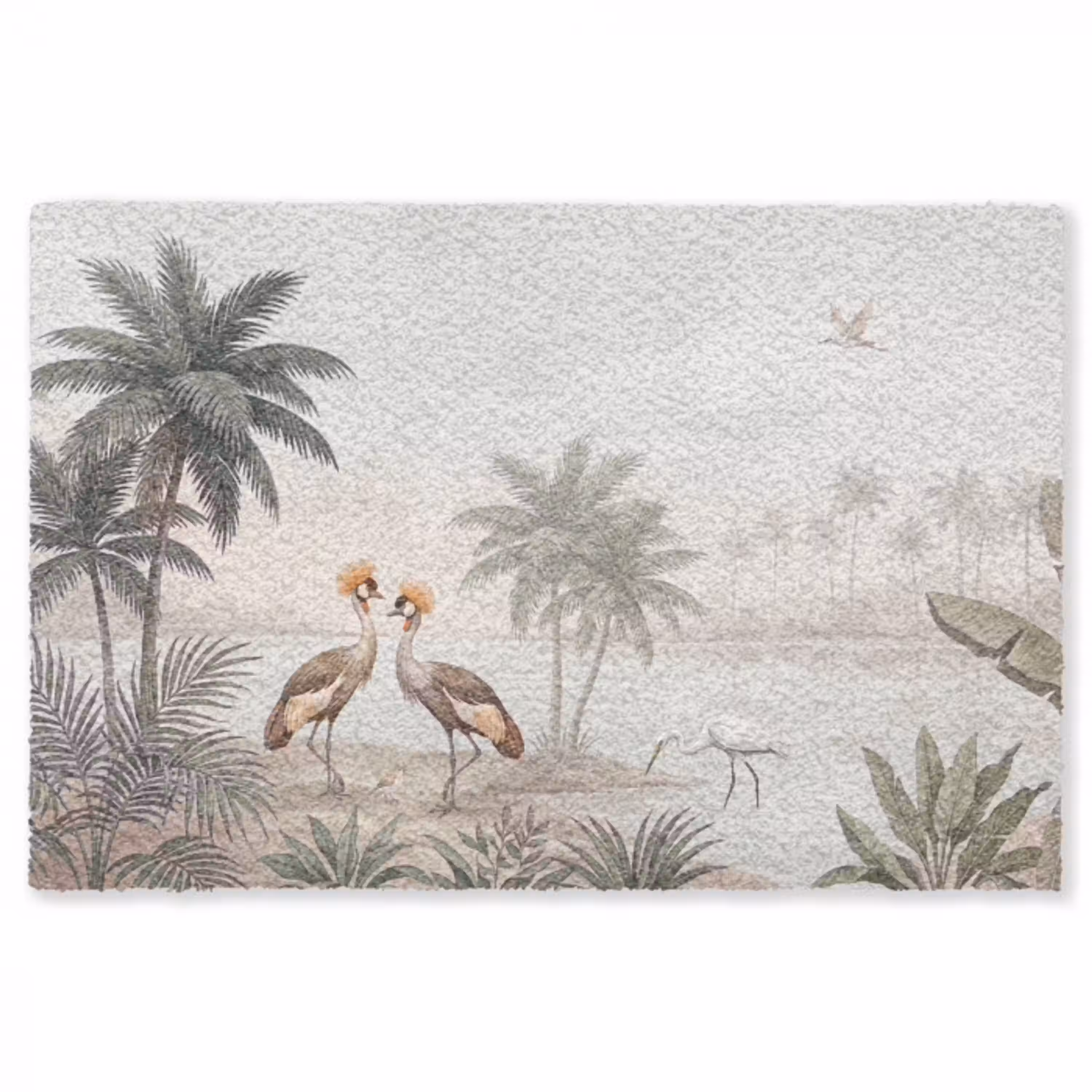 Kraanvogels - Palmbomen - Tropisch Vloerkleed Rechthoek klein -3d