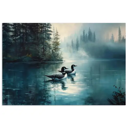 Bos - Water - Eenden - Mistig poster papier klein -3d