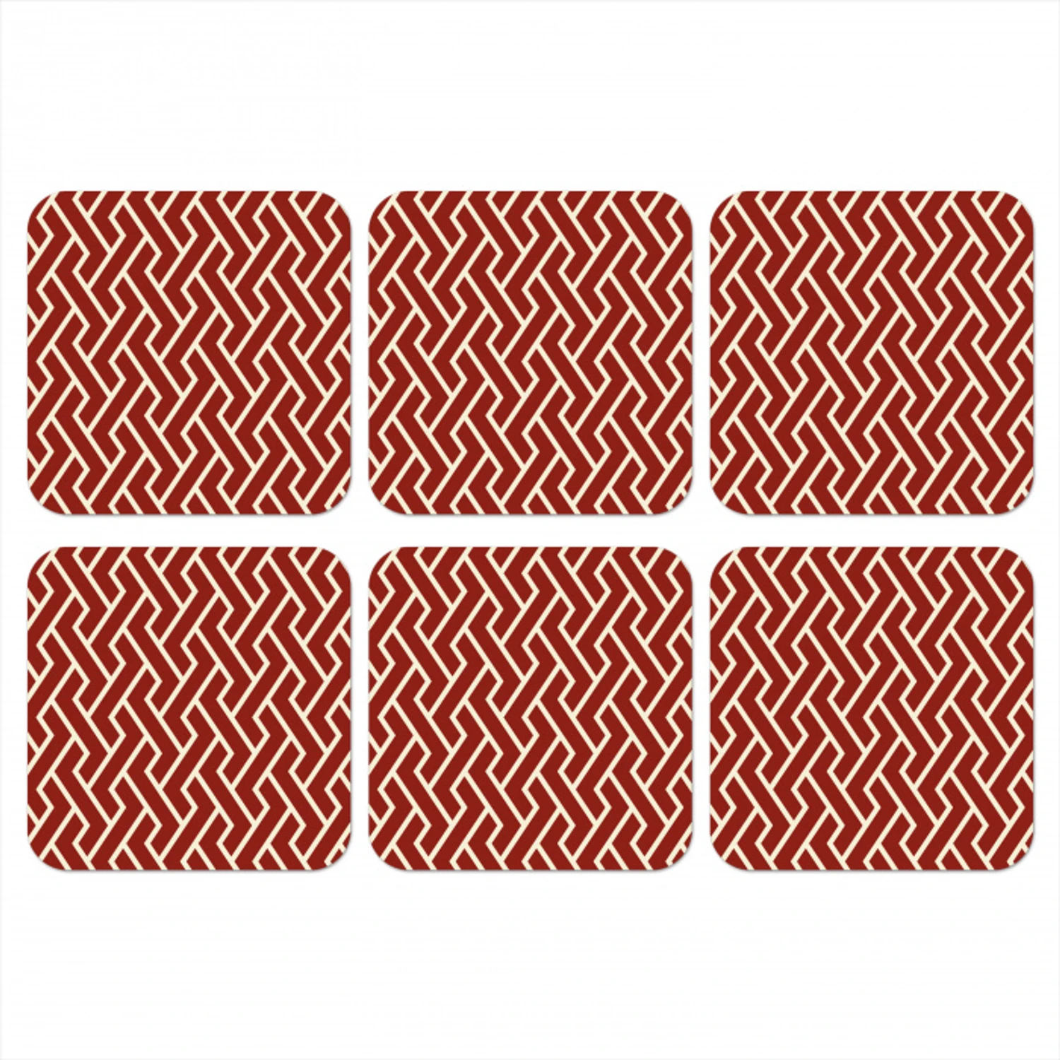 Rood - Beige - Patroon - Lijnen onderzetter kurk middel 366 -3d