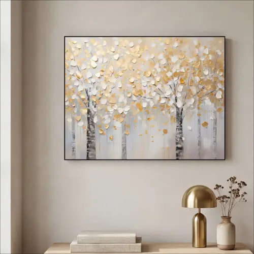 Bomen - Aquarel - Kunst - Natuur Textielframe - compleet frame klein -sfeer2