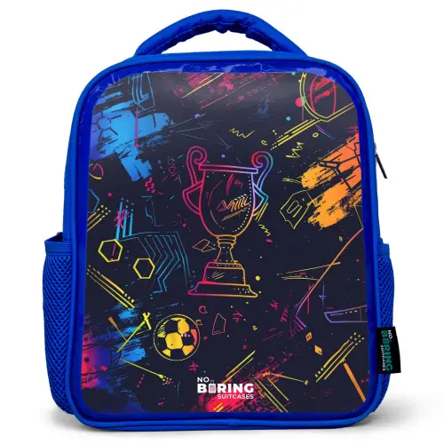 Neon sporttrofee design Kinderrugzak - Blauw middel -3d