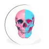 Schedel - Grafisch - Roze - Verdeeld Wandcirkel aluminium klein -3d