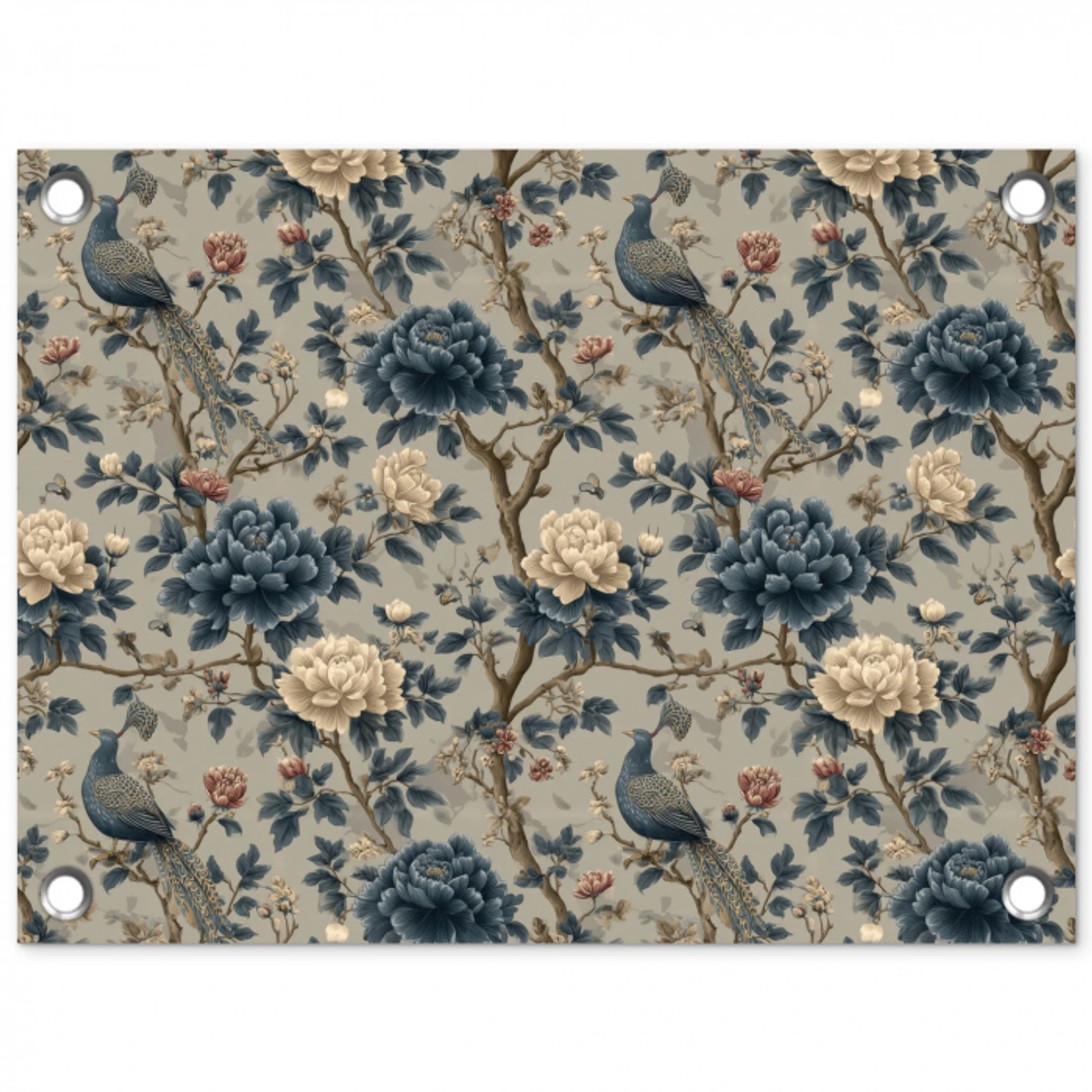 Pauw - Bloemen - Blauw tuinposter los doek klein 239 -3d