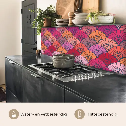 Patronen - Art Deco - Roze - Bloemen keuken achterwand 2 middel 871 -usp_NL