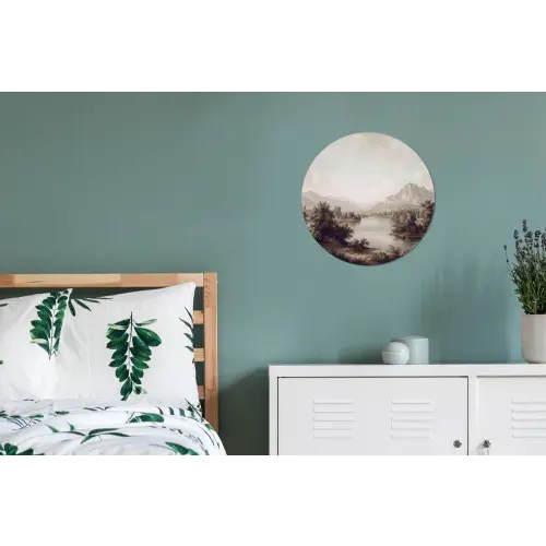 Klassiek - Landschap - Sereen Wandcirkel aluminium klein -slaapkamer