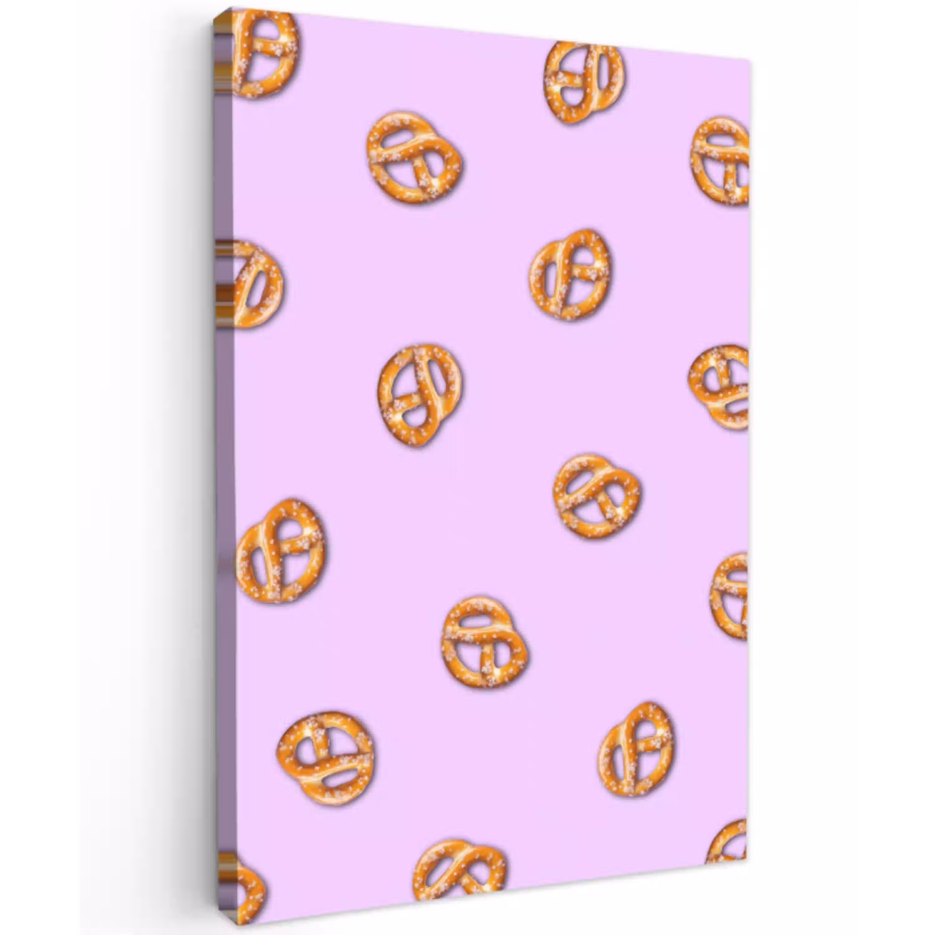 Pretzels - Eten - Paars Tuinposter op houten frame 2 cm dik middel -3d
