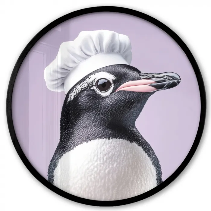 Pinguïn - Koksmuts - Lief - Paars Fotolijst rond zonder passe partout klein -3d