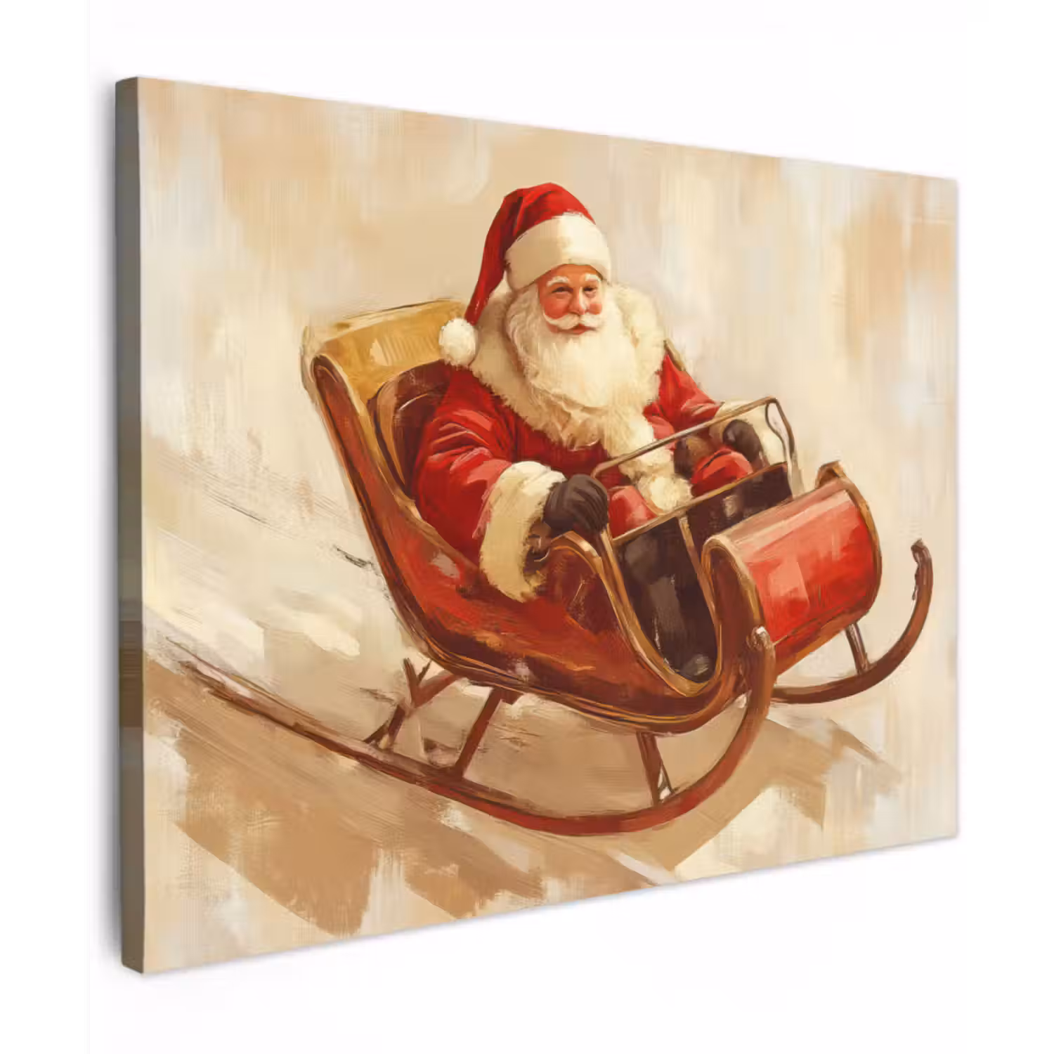 Canvas schilderij - Kerst - Slee - Kerstman