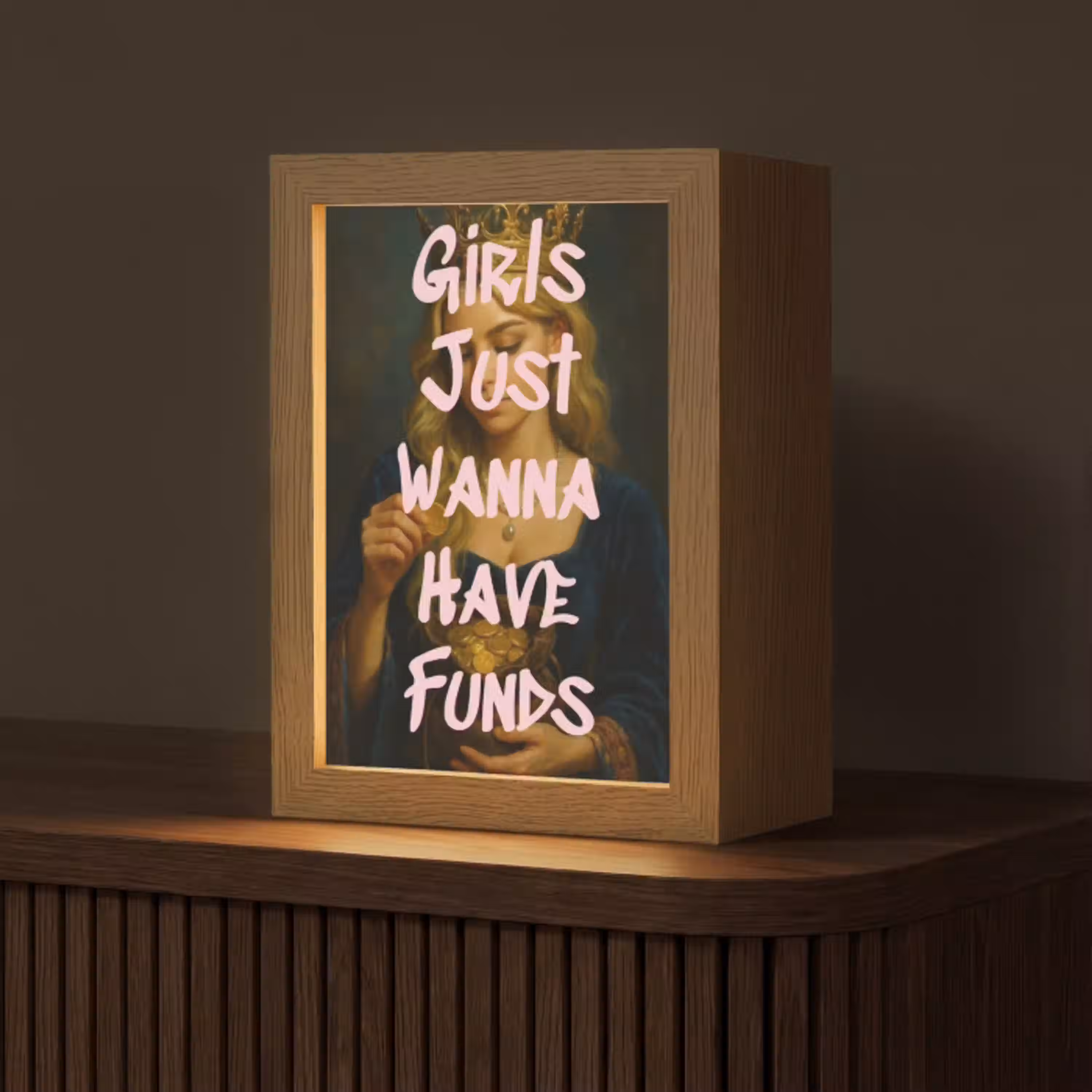 Kroon - Vrouw - Jurk - Opvallend Light Box met kabel (Tafellamp) klein -z3d_website