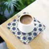 Symmetrisch - Palm - Blauw onderzetter kurk middel 366 -sfeer5