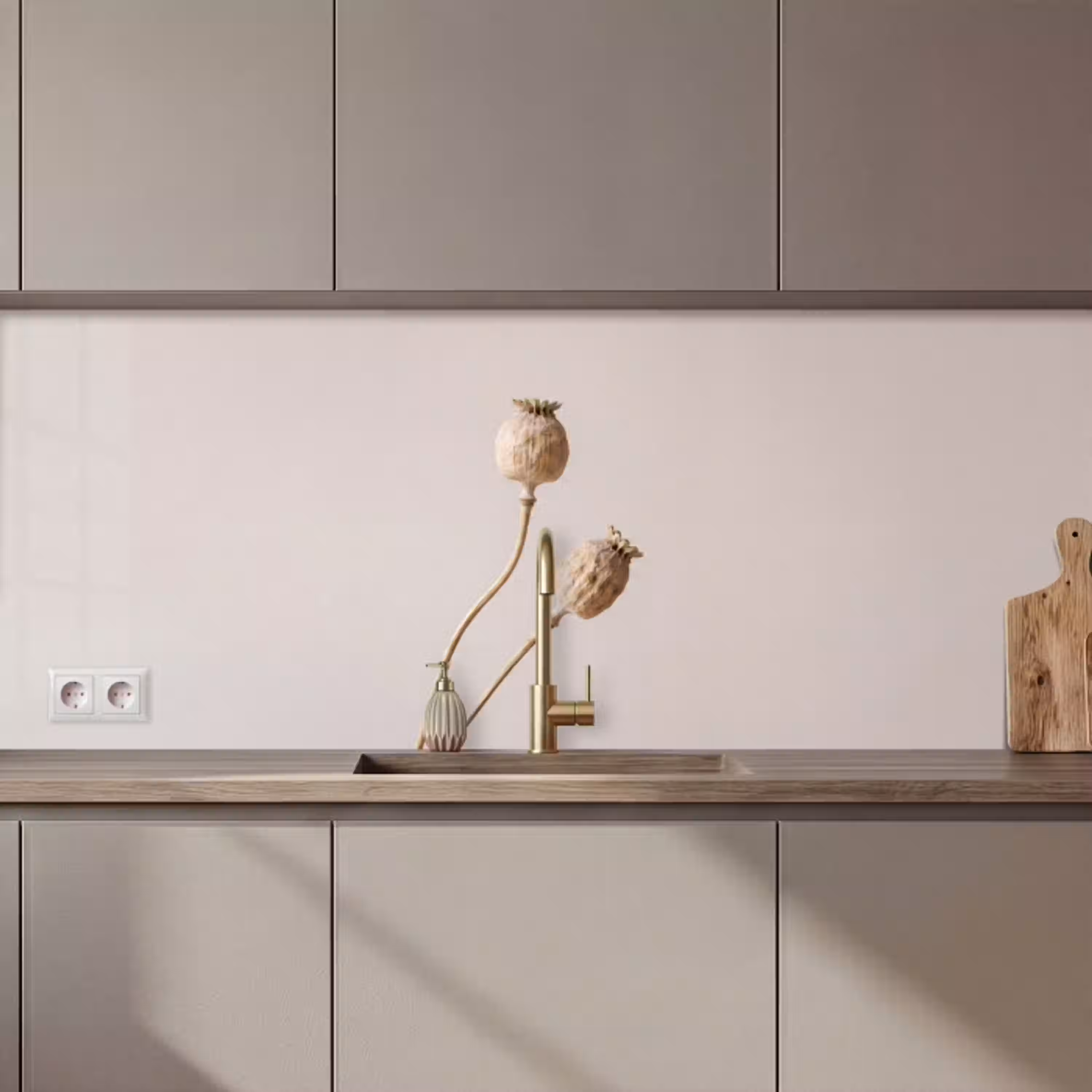 Papaverbollen - Droogbloemen - Minimalistisch - Beige - Rustig keuken achterwand 2 middel zz_3dshopping