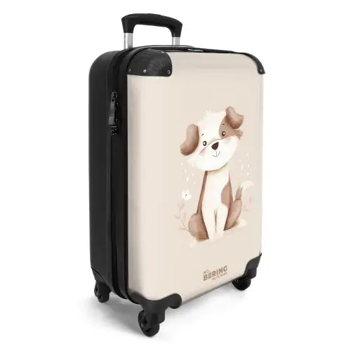 Hond in de kleuren bruin en beige NBS - Handbagage koffer - Kinderen Unisex middel -productfoto_3d