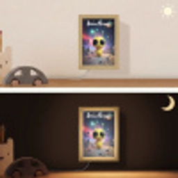 Alien - Ruimte - Geel - Planeten Light Box met kabel (Wandlamp kind) klein -sfeer3_kind