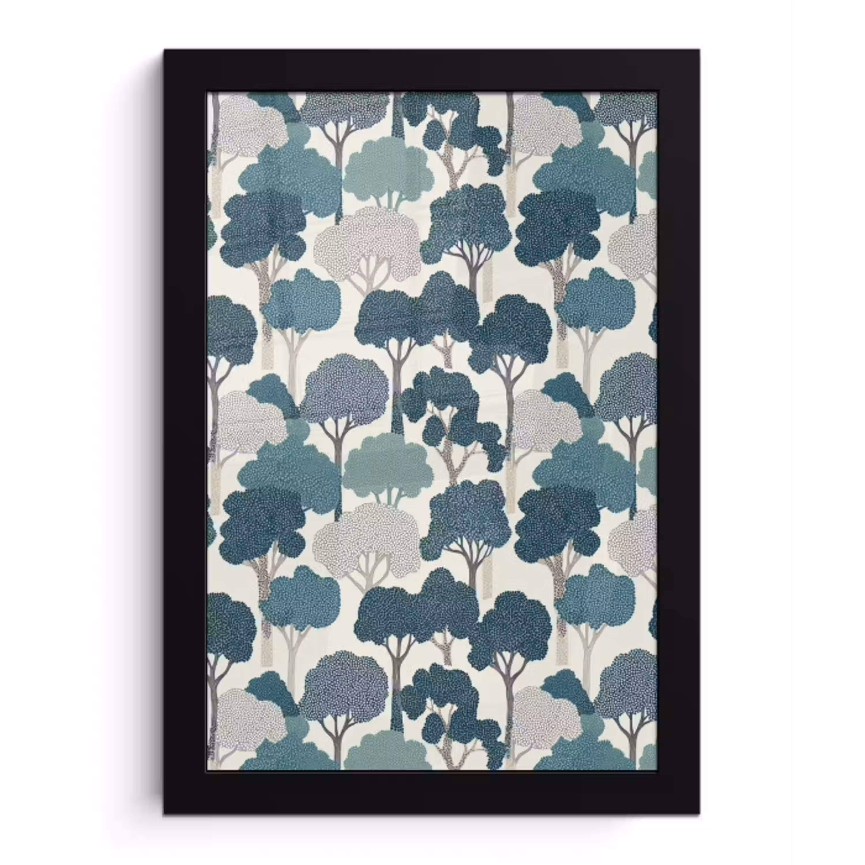 Modern - Bomen - Bos - Patroon - Blauw fotolijst zwart zonder passe partout klein 224 -3d