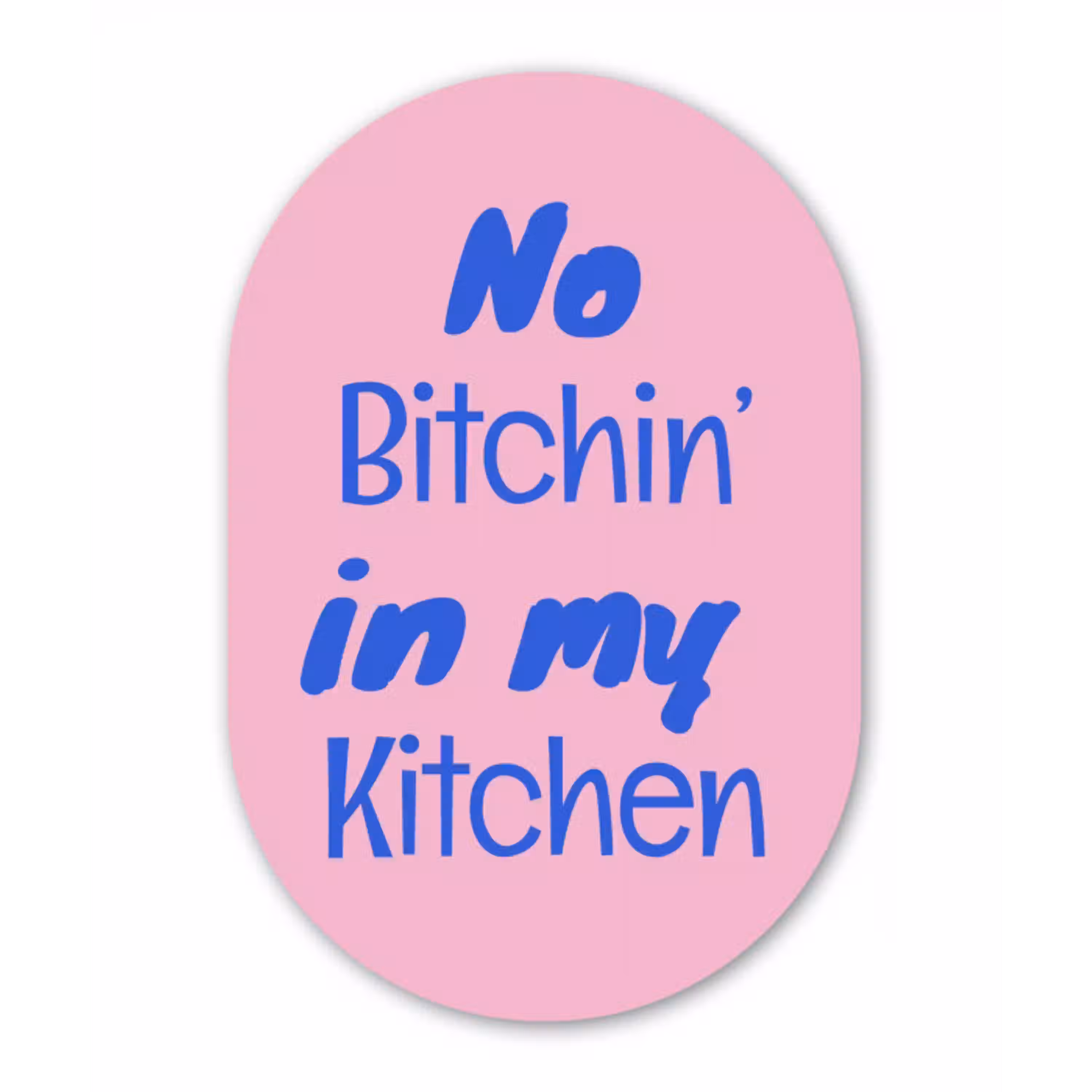 Quote - Blauw - Lettertype - Keuken Wandcirkel Ovaal Glas middel -3d