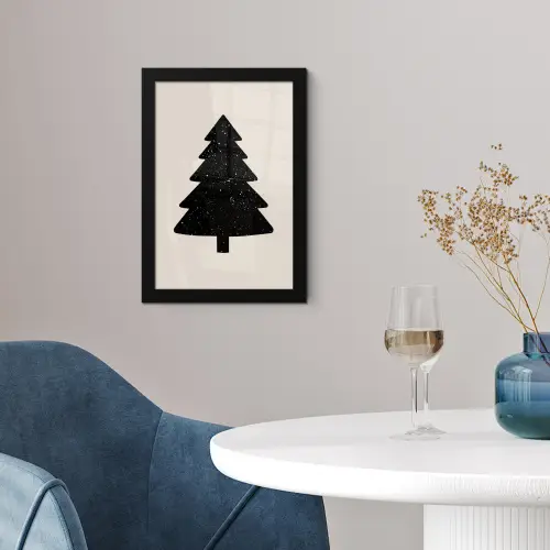 Kerstboom - Zwart - Feestdagen - Beige fotolijst zwart zonder passe partout klein -sfeer4