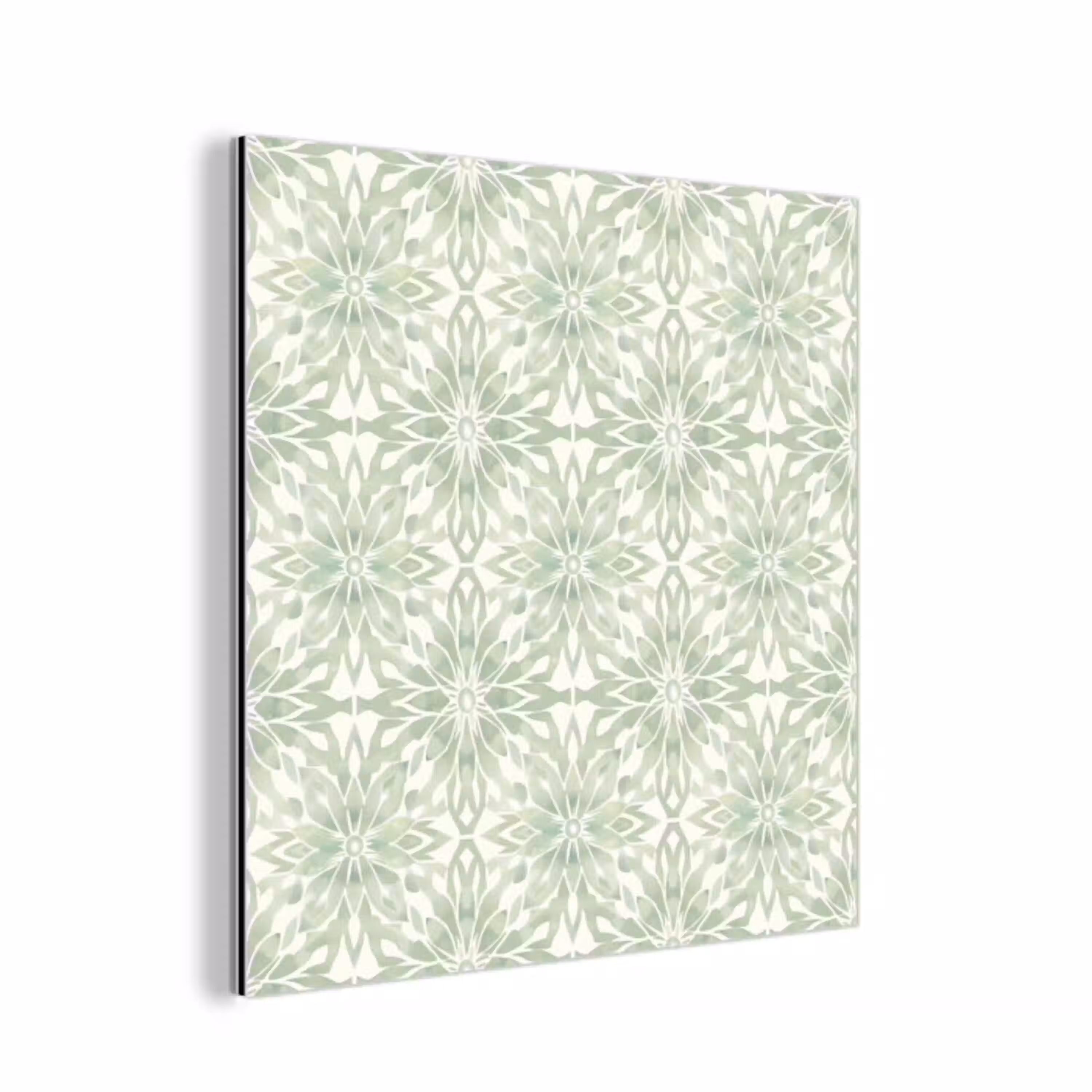 Saliegroen - Symmetrisch - Mandala - Ornament - Patroon aluminium wit klein 46 -3d