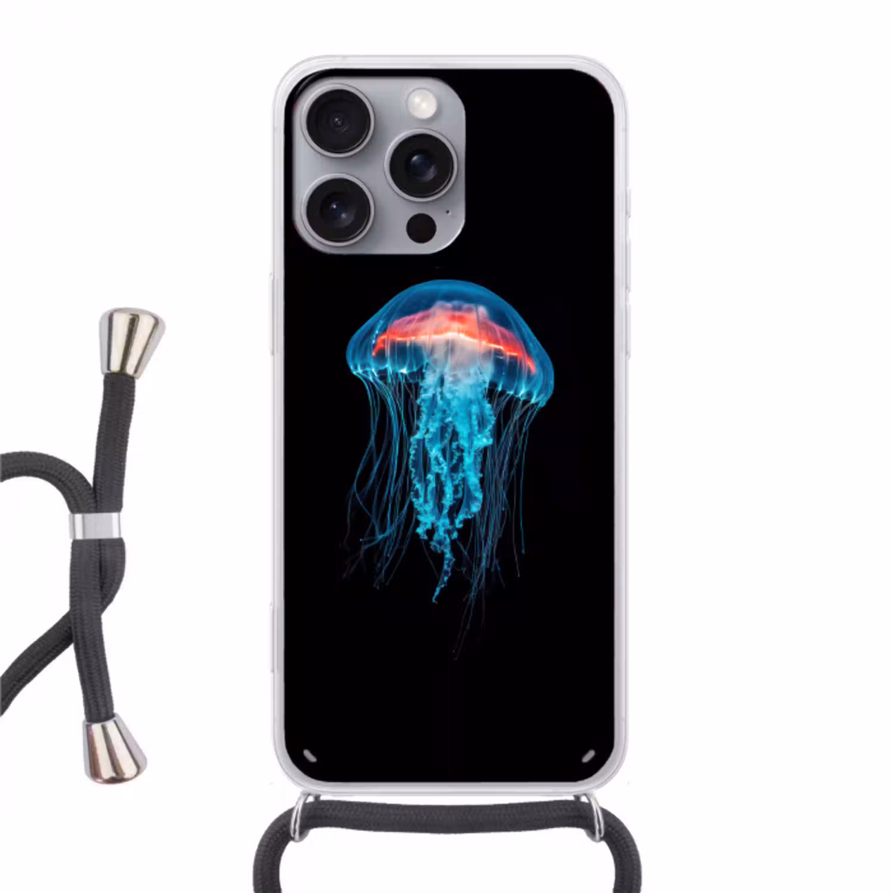 Kwal - Tentakels - Blauw - Licht Hoesje iPhone 16 Pro Max met koord klein -3d