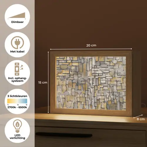 Mondriaan - Kunst - Oude meesters - Tableau I Light Box met kabel (Tafellamp) klein -USP_NL