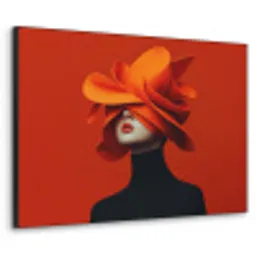 Oranje - Hoed - Vrouw Textielframe zwart klein -3d