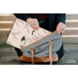 Aziatisch - Kraanvogel - Beige laptophoes neopreen klein -tas