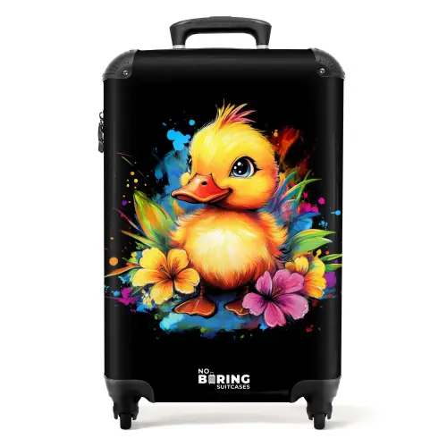 Eend met tropische bloemen NBS - Handbagage koffer - Kinderen Unisex middel -productfoto_recht