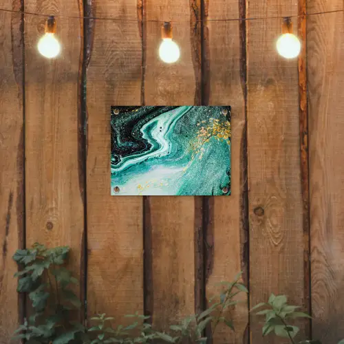 Marmerlook - Blauw - Goud - Glitter - Luxe - Marmer tuinposter los doek klein -sfeer1