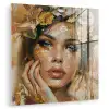 Vrouw - Bloemen  - Goud - Portret plexiglas 5mm klein -zzzproduct_nieuw