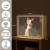 Kat - Geschilderd - Artistiek - Wit Light Box met batterij (Wandlamp) middel -USP_websiteoverzichtNL