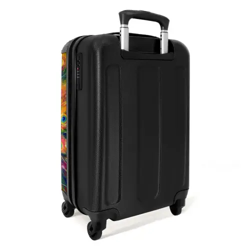 Kleurrijk portret van een pauw in olieverf NBS - Handbagage koffer - Kinderen Unisex middel -achterkant