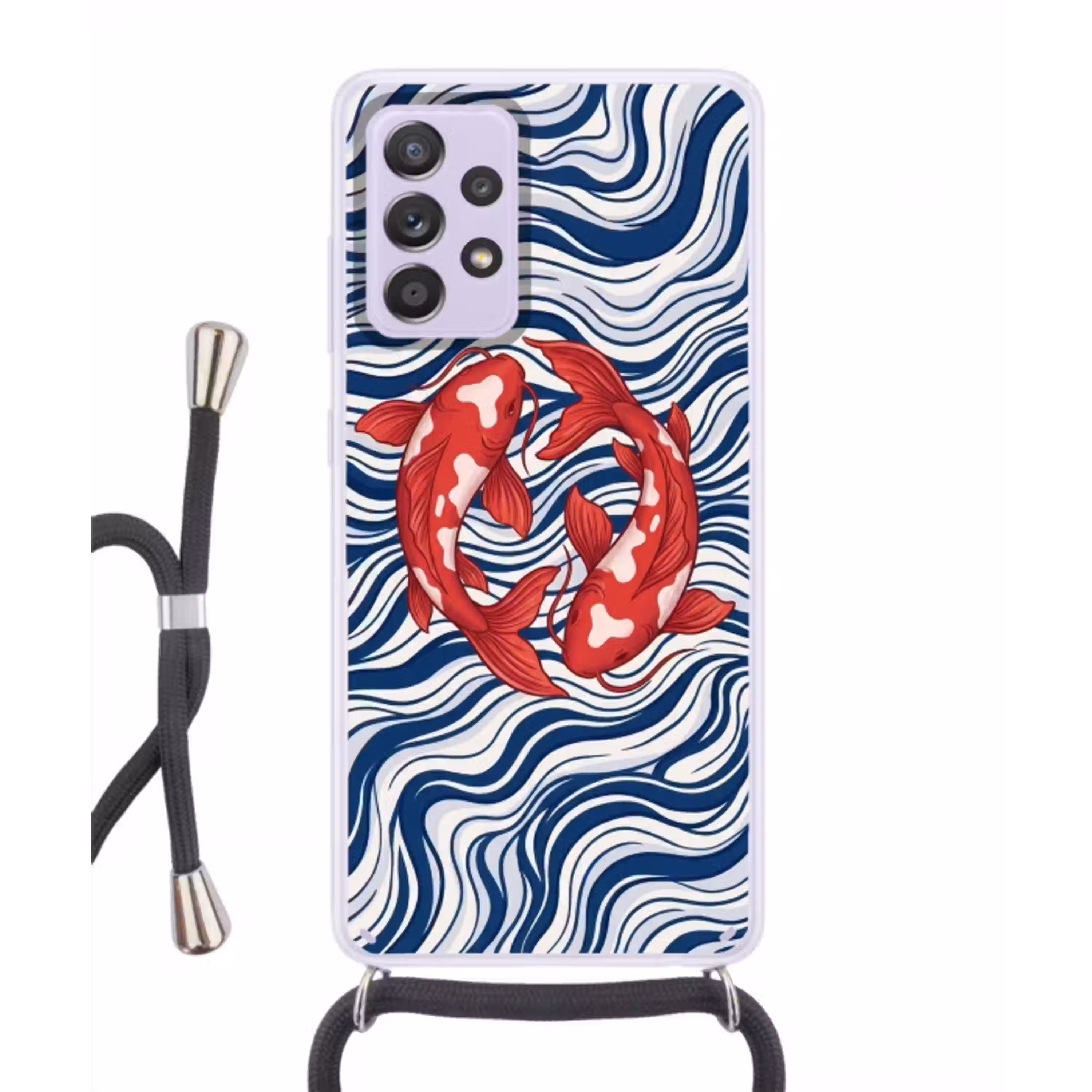 Vis - Water - Natuur - Illustratie - Rood Hoesje Samsung Galaxy A52 5G met koord klein -3d