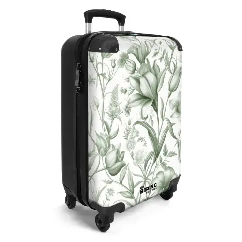 Vintage bloemen - lichtgroen met wit NBS - Handbagage koffer - Kinderen Unisex middel -productfoto_3d